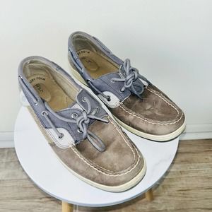 Sperry women's size 9.5 grey suede and rubber boating shoes slip ons non slip